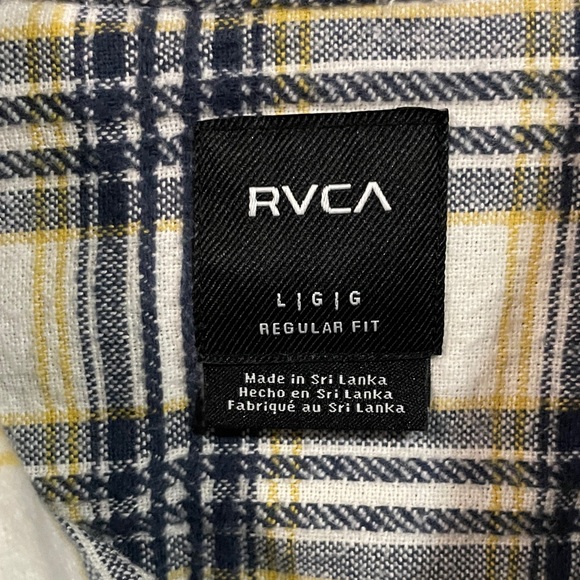 RVCA Men's Checkered flannel Shirt - Black and Cream - Picture 2 of 3